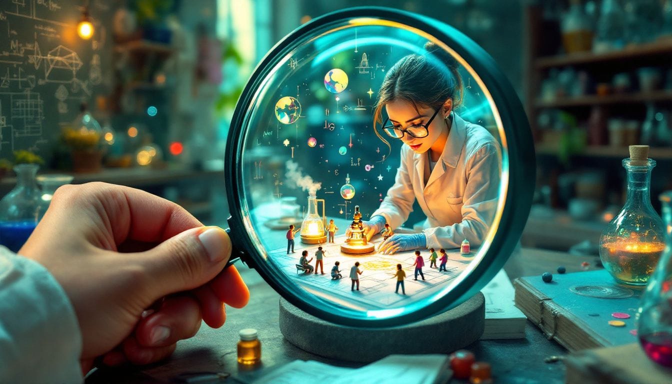 A scientist under the magnifying glass.